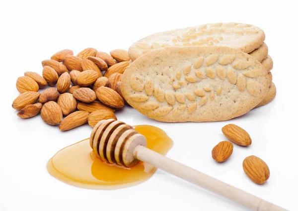 Healthy bio breakfast grain biscuits with honey — Stock Photo, Image