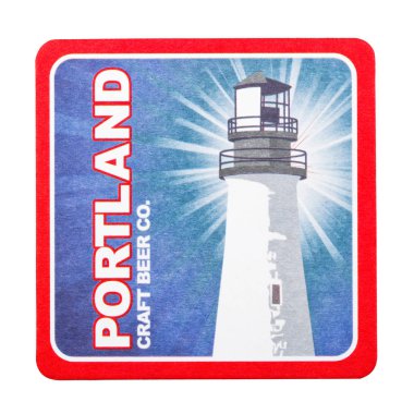 Londra, İngiltere - 04 Şubat 2018: beyaz izole Portland zanaat bira özgün beermat coaster.