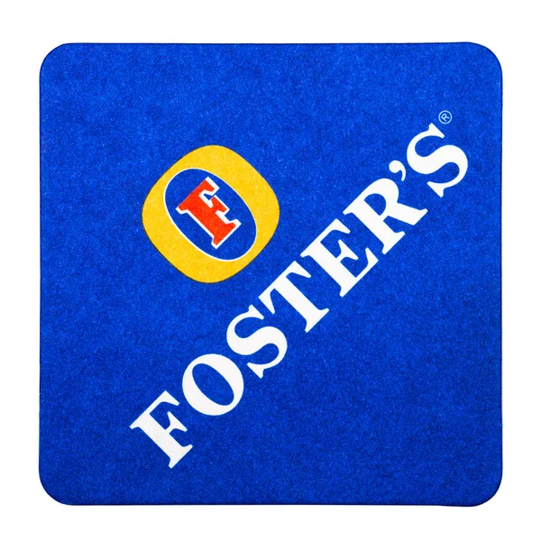 LONDRES, Reino Unido - FEVEREIRO 04, 2018: Foster 's crafted beer original beermat coaster isolated on white . — Fotografia de Stock