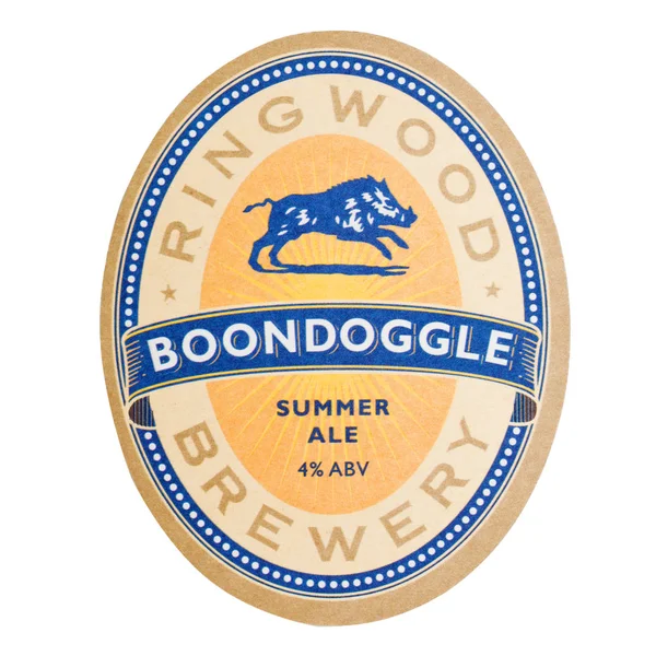 LONDRES, Reino Unido - FEVEREIRO 04, 2018: Cervejaria Ringwood Boondoggle beermat coaster isolado em branco . — Fotografia de Stock