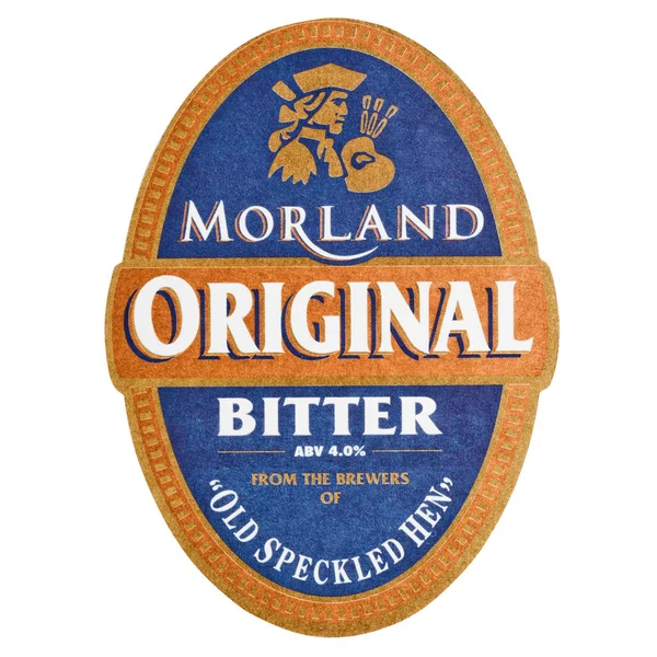 LONDRES, Reino Unido - FEVEREIRO 04, 2018: Morland original bitter beermat coaster isolado em branco . — Fotografia de Stock