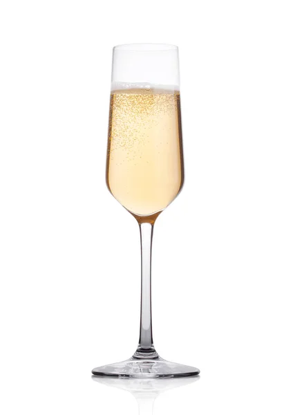 Elegant glass of yellow champagne with bubbles — Stock Photo, Image