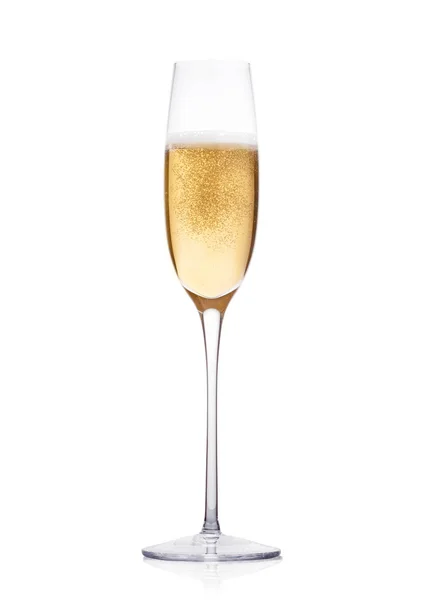 Elegant glass of yellow champagne with bubbles — Stock Photo, Image