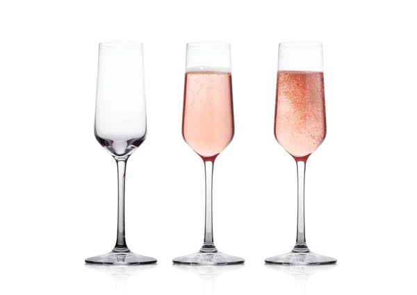 Elegant rosa champagne glas med bubblor — Stockfoto