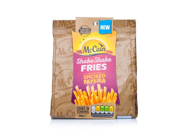 LONDON, UK - FEBRUARY 14, 2018: Pack of McCain Shake Shake Fries with sea salt and paprika on white. — Stock Photo, Image