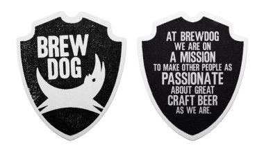 Londra, İngiltere - 01 Mart 2018: beyaz izole Brewdog zanaat bira özgün beermat coaster.