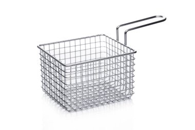 Stainless steel basket for french fries snack clipart