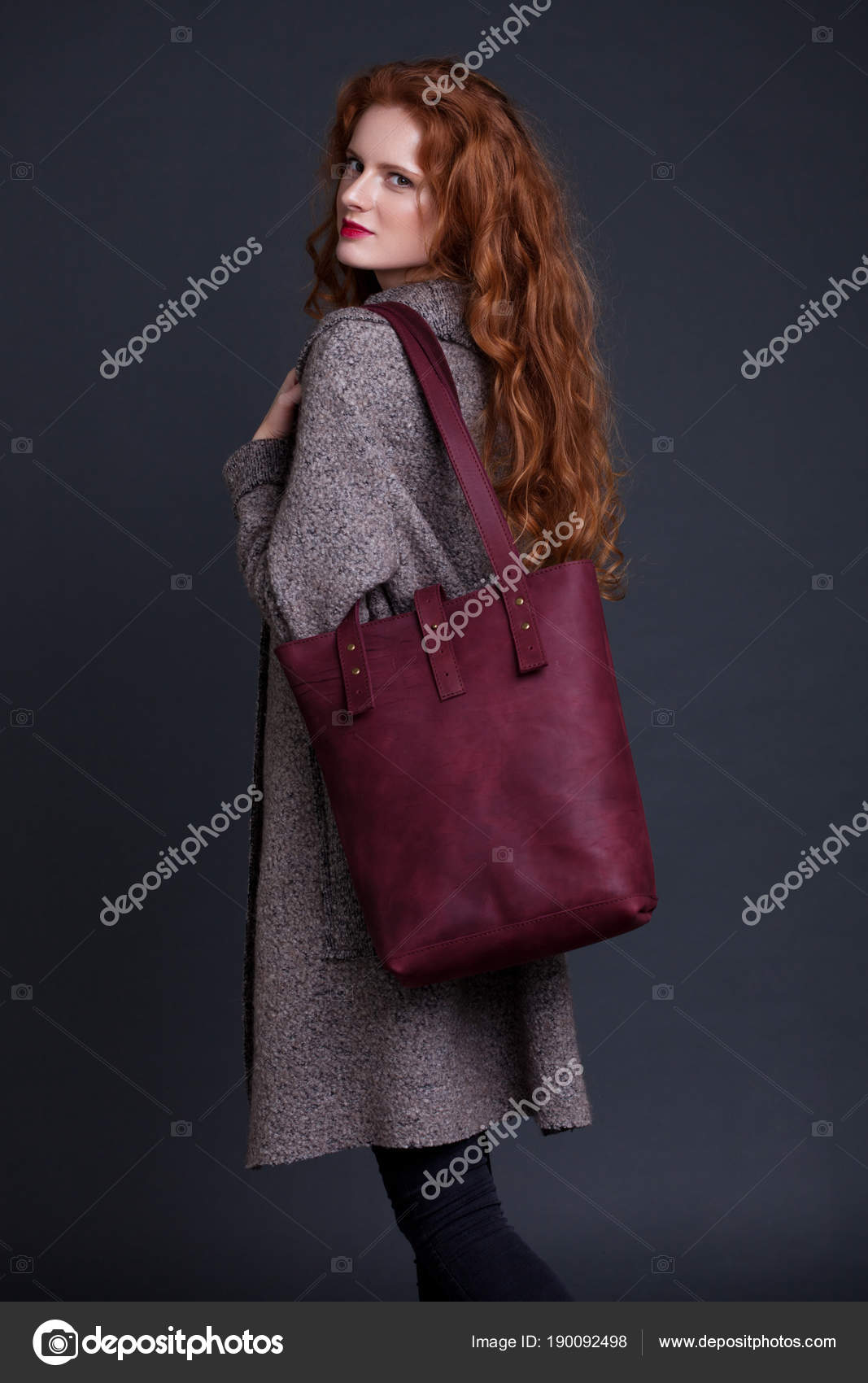 dark red leather bag