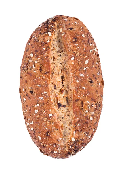 Vers gebakken brood met haver op wit — Stockfoto