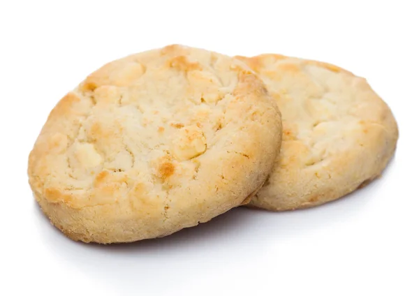 White chocolate biscuit cookies on white background. — Stock Photo, Image