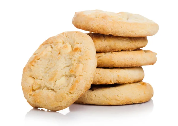White chocolate biscuit cookies on white background. — Stock Photo, Image