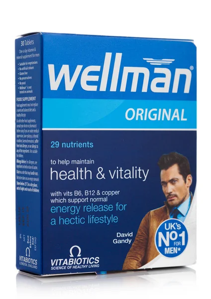 Londres Reino Unido Fevereiro 2020 Pacote Vitaminas Originais Wellman Com — Fotografia de Stock
