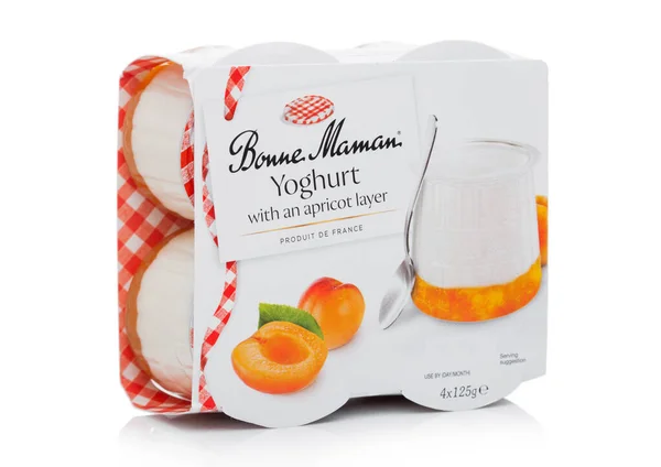 London April 2020 Pack Bonne Maman Yoghurt Apricot Layer White — стокове фото