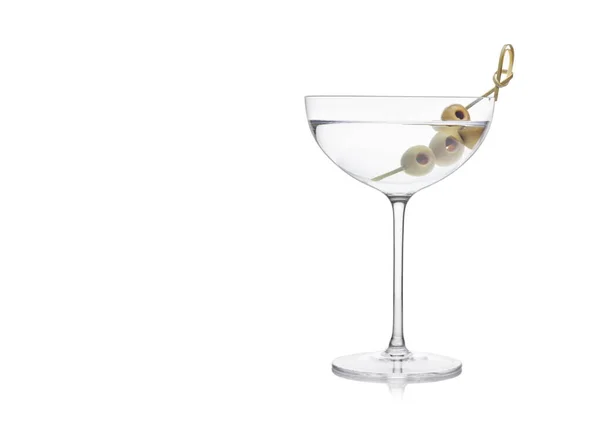 Wodka Martini Gin Cocktail Luxe Kristal Glas Met Olijven Bamboe — Stockfoto