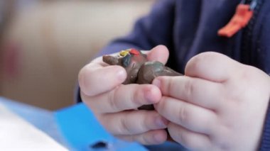 O kendini üzerinden bir masada evde çok renkli bir hamuru kalıpları 2 yaşında çekici bir çocuk. Görünüşe göre güzel bir kedi.