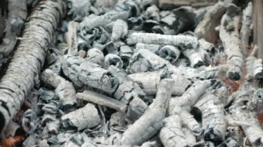 Kömürlerin Barbekü için metal bir kapta ısıtılır. Yaz aylarında yemek yemek sokakta.