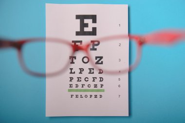 snellen test grafik üzerinde yalan gözlük