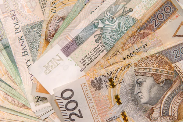 Złoty polski w banknoty i monety — Zdjęcie stockowe