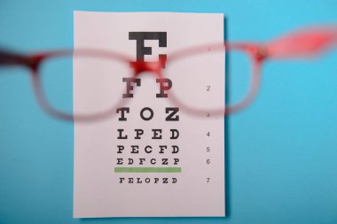 snellen test grafik üzerinde yalan gözlük