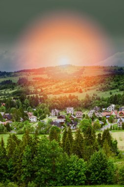 Yaz yatay, kulübeler