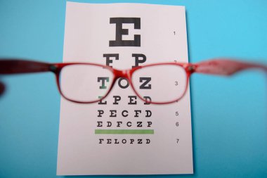 snellen test grafik üzerinde yalan gözlük