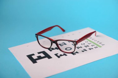 snellen test grafik üzerinde yalan gözlük