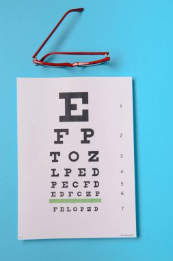 snellen test grafik üzerinde yalan gözlük