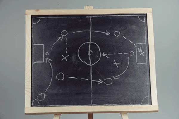 Крупним планом футбольна тактика малювання на дошці — стокове фото