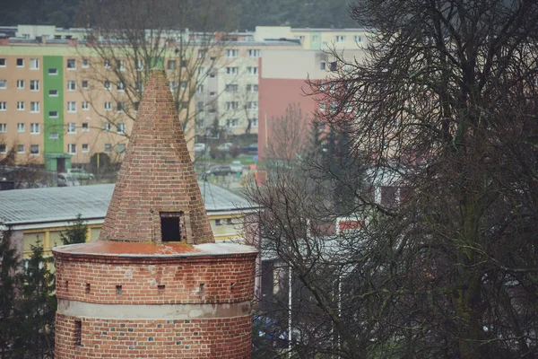 Vieux Bâtiment Tour Château Hiver Goleniw Pologne — Photo