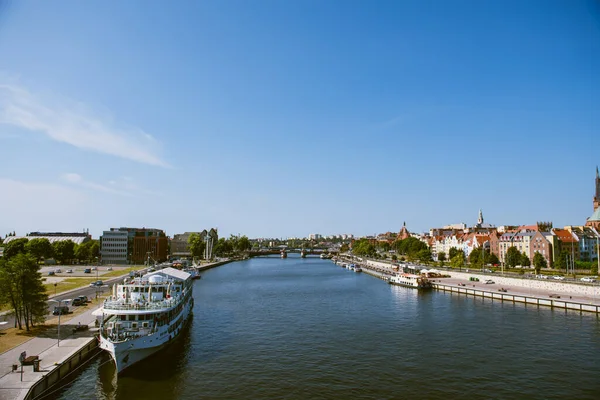 Αριστερή Όχθη Του Ποταμού Oder Στο Szczecin Ναυτικό Μουσείο Και — Φωτογραφία Αρχείου