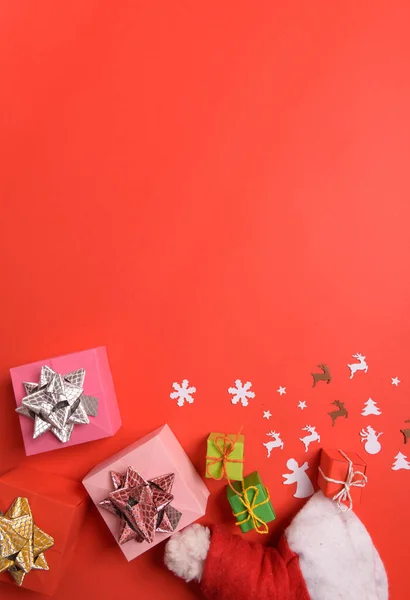 Natal Ano Novo Fundo Composição Simples Feita Decorações Natal Ramos — Fotografia de Stock