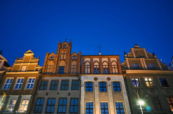 Facades of houses in the Old Market Square at night — Stock Photo, Image