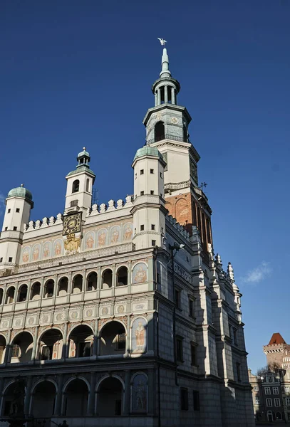 Renaissance town hall tower with clock — Stock Photo, Image