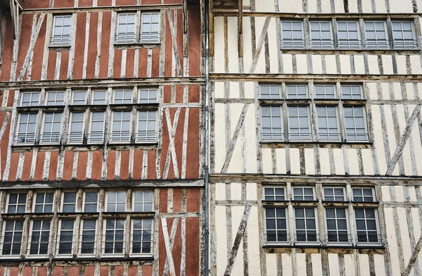 Houten Gebouw Windows Troyes Frankrijk — Stockfoto