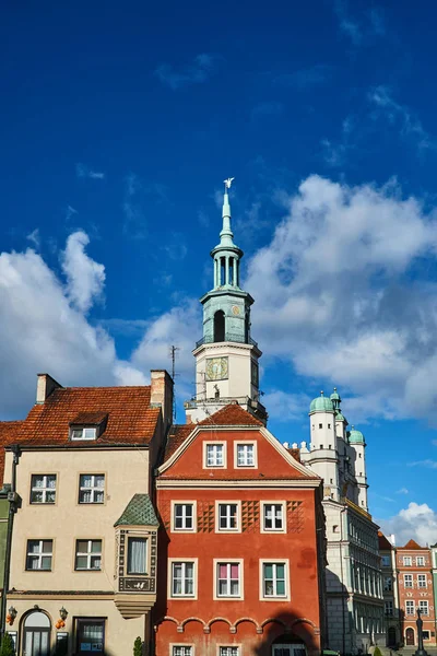Old Market Townhouses Renaissance Town Hall Tower Poznan — Stock Photo, Image