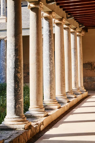 Rekonstrukce Římské Vily Jónskými Sloupy Městě Kos Řecku — Stock fotografie