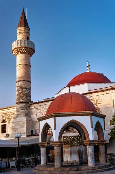 Mesquita Turca Com Minarete Kos Grécia — Fotografia de Stock