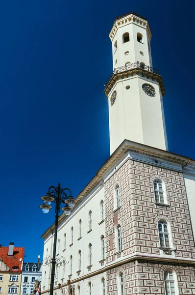 City Hall Tower Saatinde Bystrzyca Klodzk Içinde — Stok fotoğraf