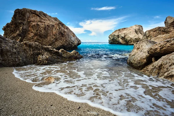 Boulders Sur Plage Île Lefkada Grèce — Photo