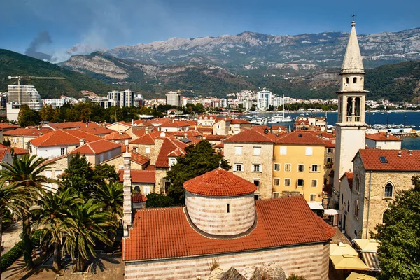 Вид Місто Будва Затоку Гори Чорногорії — стокове фото