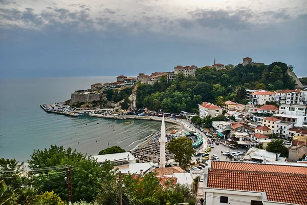 Вид Бухту Пляжі Чорногорії Міста Улцинь — стокове фото