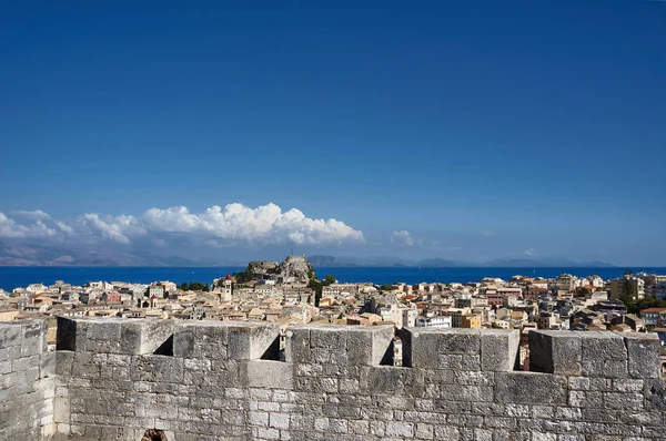 Paredes Fortaleza Veneciana Casco Antiguo Isla Corfú — Foto de Stock