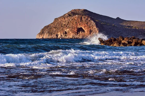 Falochron Theodore Wyspa Wybrzeżu Kreta Grecja — Zdjęcie stockowe