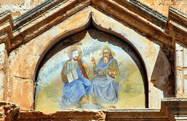 Girit Adası Ortodoks Manastırı Duvardaki Fresco — Stok fotoğraf