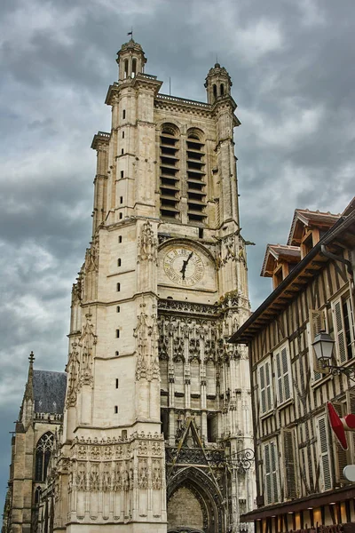 Belfort Van Gothi Kathedraal Van Troyes Frankrijk — Stockfoto