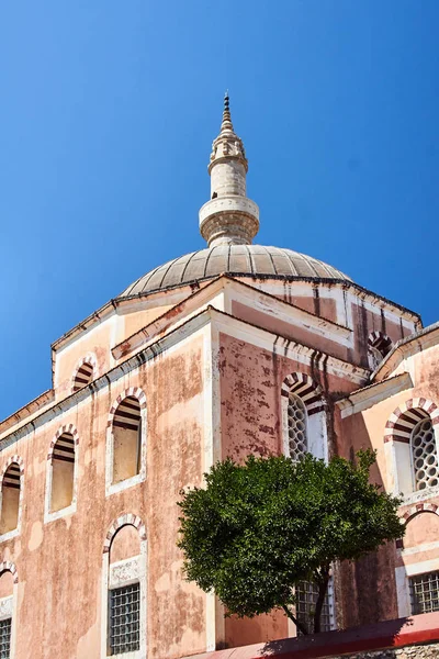 Mezquita Turca Con Minarete Rodas Grecia —  Fotos de Stock