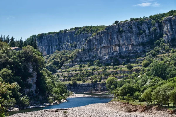 Bergsklyfta Ardeche Floden Frankrike — Stockfoto