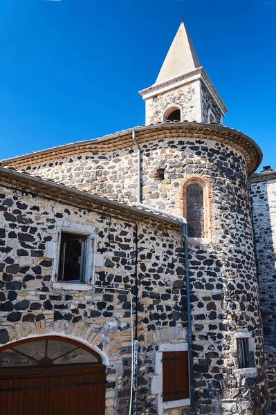 Église Médiévale Pierre Avec Beffroi France — Photo