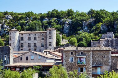 Taş castle ve Fransa Ortaçağ Şehir moda evleri