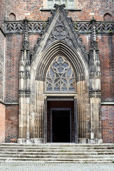 Portail Gothique Église Legnica Pologne — Photo